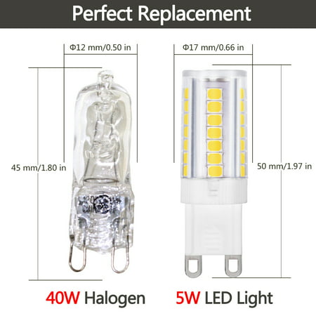 Color : COOL WHITE 88 LED 2835SMD 7W Equivalent To 50W Halogen,Warm White/Cool White AC 100-130V, Energy Class A+ ,by LLP-LED Dimmable 5X G9 LED Bulb 360 Degree Light Angle 450-500LM 